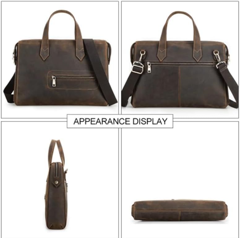 Crazy Horse Cowhide for Men Casual Business Shoulder Computer Bag