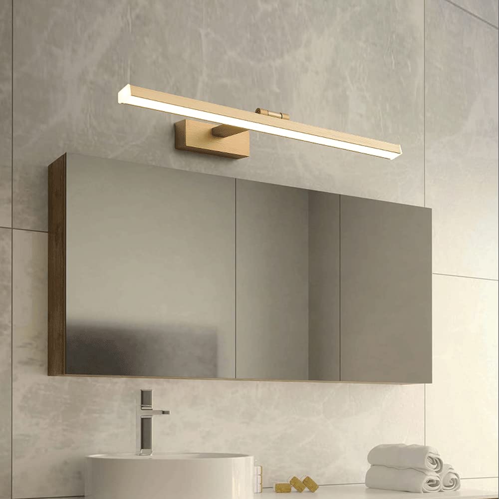 Lampada da specchio da trucco in alluminio, lampada da bagno lineare, lampade frontali a specchio a strisce, applique da parete, illuminazione a LED for display e illuminazione(Brushed Gold