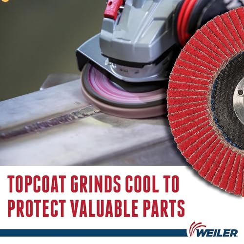Image of Weiler 50102 Saber Tooth 7 /8 inch Arbor, 4-1 /2 inch Diameter, 60 Grit, Ceramic, Phenolic Backing, Angled Abrasive Flap Disc (Pack of 10)