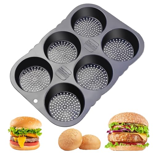 MUJUZE Hamburger Bun Mold Silicone Hamburger Bun Pans for Baking