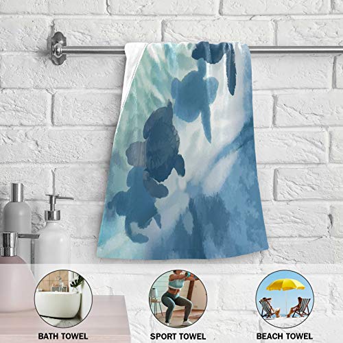 Vdsrup Ocean Sea Turtles Hand Towels Nautical Turtle Towel Set Of 2 Underwater Animal Small Bath Towels Soft Guest Face Towel Bathroom Decorations Thin Kitchen Tea Dish Towels 14X28 In #TOP2