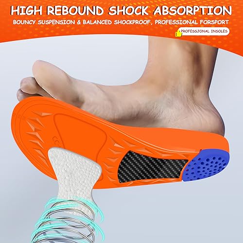 Image of SMOSUN Carbon Fiber Insoles - Boost Explosive Power and Bounce, Arch Support, Shock Absorption, Injury Prevention, Alleviate Foot Pain (S (Child's 3.5-4 / Women's 4.5-6.5))