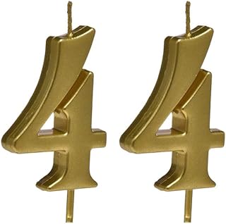 Gold 44th Birthday Candles, Number 44 Cake Topper for Birthday Decorations