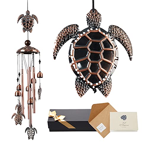 Floridliving Campanas De Viento Con Sonido Claro, Carrillon De Viento Conmemorativas Para Exteriores, Campana De Viento Para Decoración De Jardín Con Caja De Regalo Con Tarjeta De Mensaje (tortuga) Cover