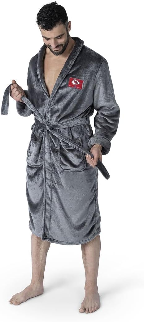 Northwest NFL Kansas City Chiefs Super Bowl LVIII Champions Silk Touch Bath Robe, Large/X-Large, Luminary Champs