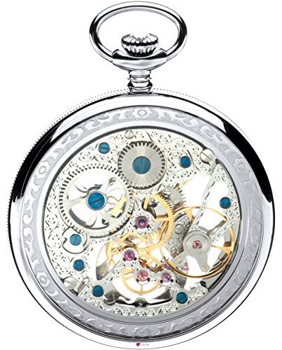 Reloj de bolsillo mecánico de 17 joyas I LUV LTD de cara abierta y esqueleto cromado 2