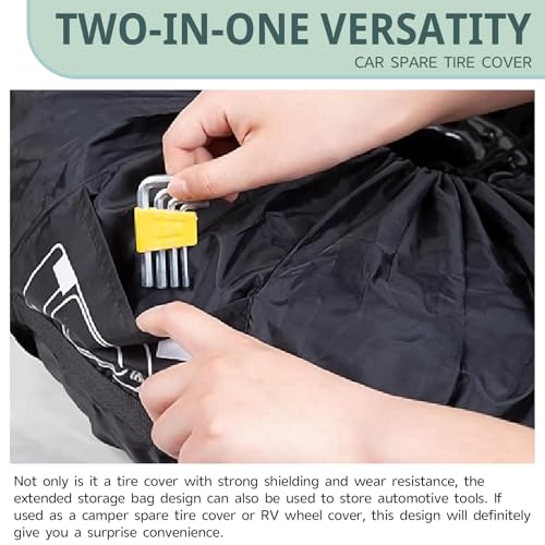 Image of 1 PC Car Tire Protector, Car Spare Tire Cover, Spare Tire Storage Bag, Universal for Most Cars (Black #31.49 inch)
