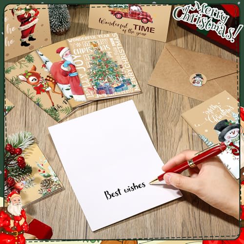 Motiskyy 360 Sets Christmas Cards with Envelopes and Stickers Vintage Postcards Bulk Merry Christmas Greetings New Year Party Favors 12 Designs, 6 x 4 Inch(Natural) by Motiskyy - Image 3