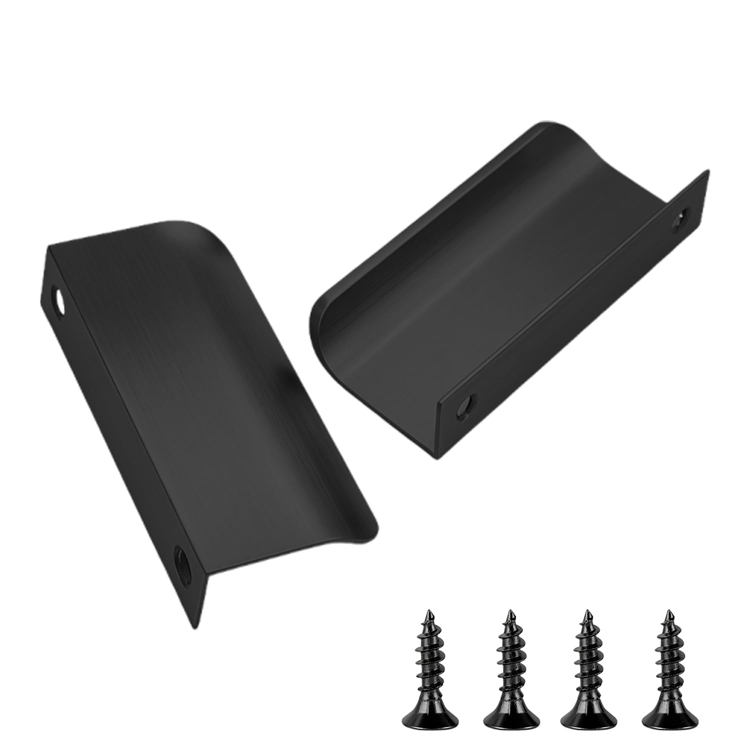 CAVIXO 2-Pack 80mm Solid Aluminum Finger Pulls | Kitchen Cupboard Handles with 64mm Hole Centres for Wardrobes & Drawers (Matte Black)
