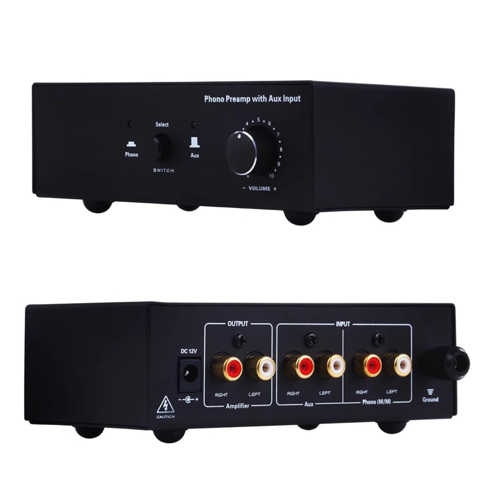 Preamplificador De Tocadiscos con Cápsula Mm, Preamplificadores De Audio para Reproductores De Vinilo, con Entrada/Salida RCA, Volumen Ajustable, Bajo Nivel De Ruido, para Tocadiscos, Audio