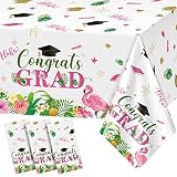 MASHAN 3Pack 2025 Aloha Graduation Tablecloths,Disposable Hawaiian Luau Congrats Table Cloth,Plastic Tropical Grad Table Covers for Class of 2025 Graduation Party Supplies,54 x 108 Inch