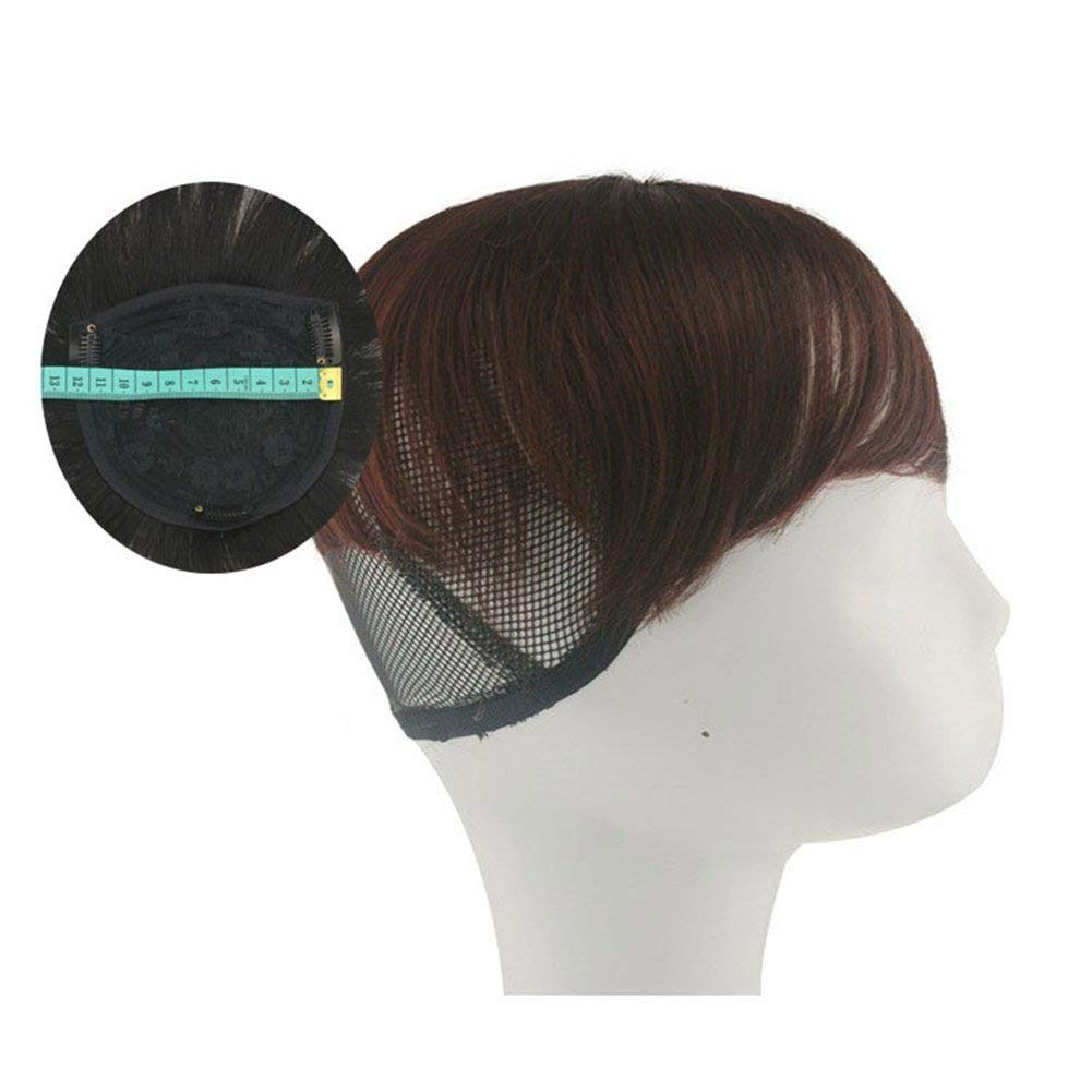 Short Human Hair Replacement Toupee for Men 4.7" x 4.7" Clip On Net Base Toppers Hairpiece Wiglet For Covering White Hair (Brown)