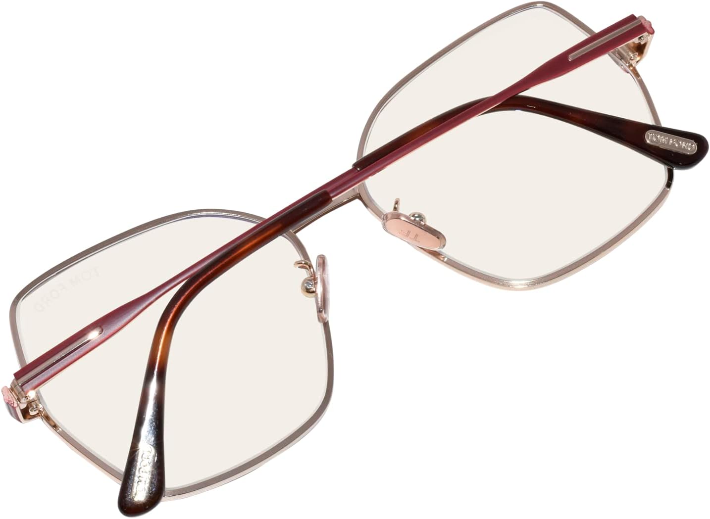 Tom Ford TF5876-B 028 Eyeglasses Women's Shiny Rose Gold/Red Full Rim 56mm
