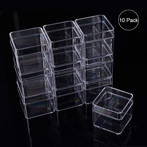 BENECREAT 10 Pack Large Square High Transparency Plastic Bead Storage Containers Box Drawer Organizers for Beauty supplies, Tiny Bead, Jewerlry Findings, and Other Small Items