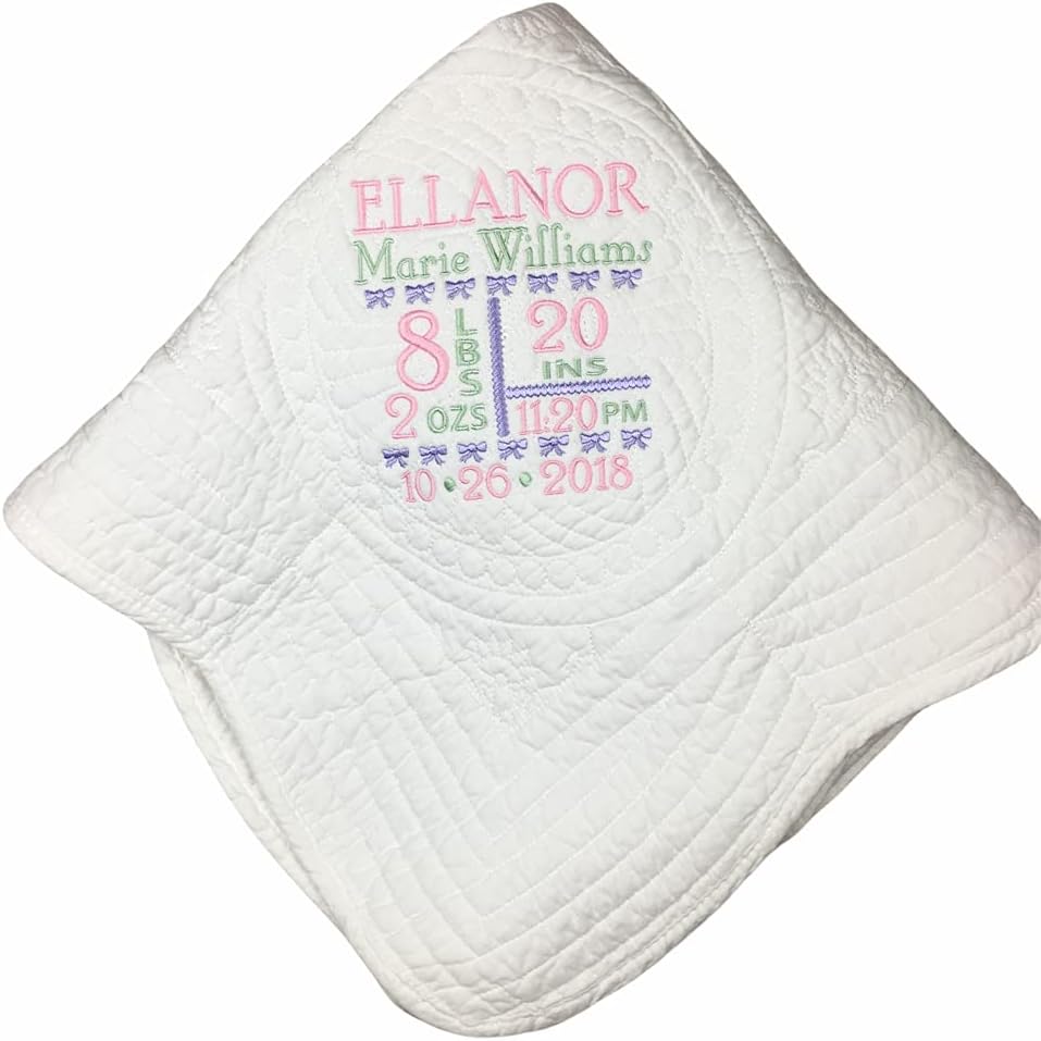 Birth Statistics Blanket Newborn Personalized Baby Gifts for Girls and Boys Birthday Stats Weight, pounds, Month and Year Born Announcement