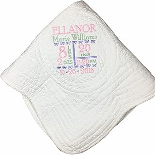 Birth Statistics Blanket Newborn Personalized Baby Gifts for Girls and Boys Birthday Stats Weight, pounds, Month and Year Born Announcement