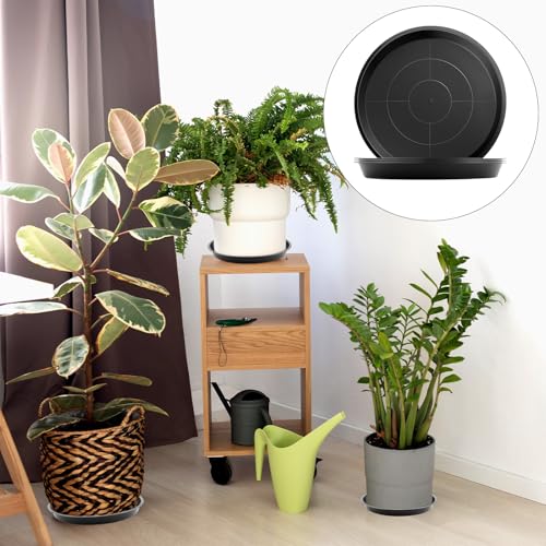 sturiz 8 Stück Blumentopf Untersetzer Rund 30 cm Topfuntersetzer Pflanzen Schwarz Unterteller Blumentopf Kunststoff Pflanzenuntersetzer Pflanztopf Untersetzer für Innen- und Außenpflanzen