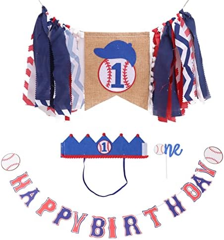 Abaodam 3pcs/Set Pull Baby Delicate Style Hanging Boy Photo First Supplies St Printing High Shower One Theme / Banner Baseball Birthday Burlap Hat and Banners for Props