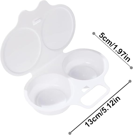 White Egg Poacher, Microwave Egg Boiler Poacher, 2 Cavity Nonstick Poached Egg Maker With Lid, Egg Poacher Microwave Egg Cooker, Double Drain Poached Egg Cups Cookware,Kitchen and Dining
