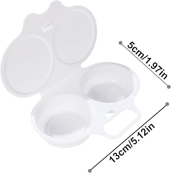 White Egg Poacher, Microwave Egg Boiler Poacher, 2 Cavity Nonstick Poached Egg Maker With Lid, Egg Poacher Microwave Egg Cooker, Double Drain Poached Egg Cups Cookware,Kitchen and Dining