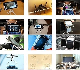 حامل هاتف العنكبوت المرن متعدد الوظائف من Aulzaju حامل تعليق على iPhone و Moto و Google و Oneplus و Samsung و Andriod جميع الهواتف المحمولة في طائرة مكتب دراجات السيارات (4 Pack Black)
