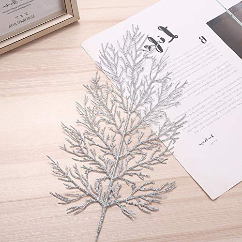 Gentlecarin Artificial Christmas Glitter Leaves Picks, 10 Pcs Christmas Floral Picks Diy Bouquet Stem Picks For Xmas Tree Wreath Gift Decoration 21X11Cm #TOP3