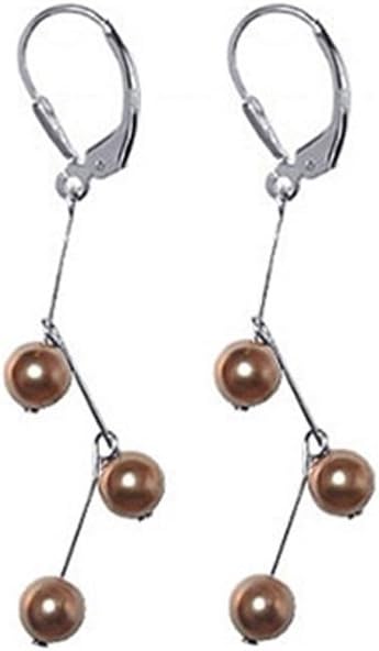 .925 Sterling Silver Dangle Earrings with Imitation Pearls