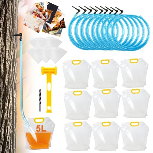 Maple Syrup Tree Tapping Kit With Bags, 10 Maple Sap Taps, 10 Food Grade 3ft ...