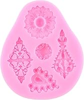 Vista 5 de Broche de diamante moldes de silicona, broche de joyas, molde de fondant, molde de chocolate para decoración de pasteles, decoración de cupcakes