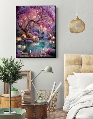 Image of Eiazuiks Stamping Cross Stitch Kit, Courtyard Counting Cross Stitch Kit for Adult Beginners, Full Line DIY Stitching Kit for Home Decor Cross Stitch Patterns 12x16 inches