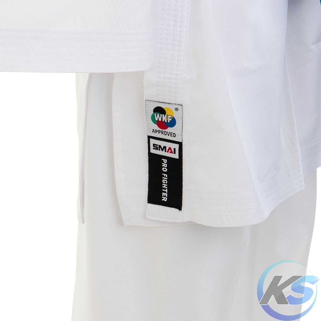 SMAI KarateGi Pro Fighter WKF Kumite Kit 2 Giacche Rosso/Blu e 1 Pantalone