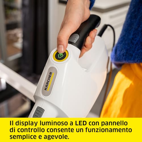 Kärcher Pulitore a Vapore SC 1 Multi & Up, Tempo di riscaldamento: 30s, Potenza di riscaldamento: 1.300 W, rimuove fino al 99,99% di germi e batteri, Potenza superficiale: 30 m², Serbatoio: 200 ml - 3