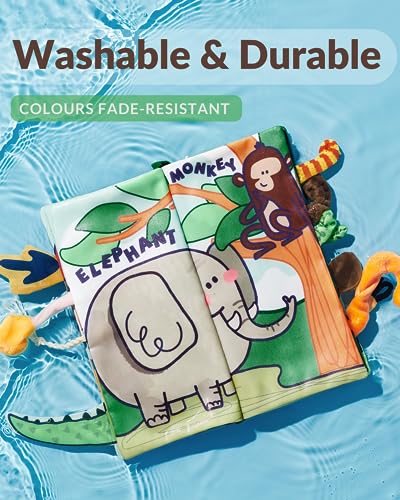 Crinkle Soft Baby Books 0-6 Months,3D Touch Feel Cloth Books For Babies,Chewing Soft Books For Babies 0-6 Months Sensory Toys 0-6-12 Months,Stroller Toys For Baby Girl Boy Gift (Jungle) #TOP4