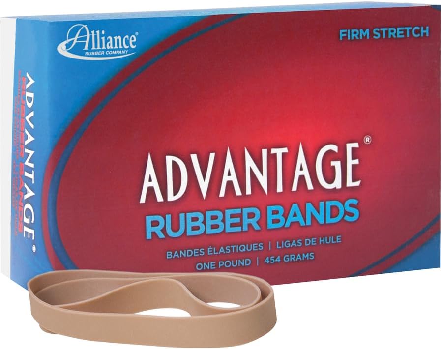 alliance rubber 27055 advantage rubber bands size #105, 1 lb box contains approx. 60 bands (5" x 5/8", natural crepe) beige 1 pounds