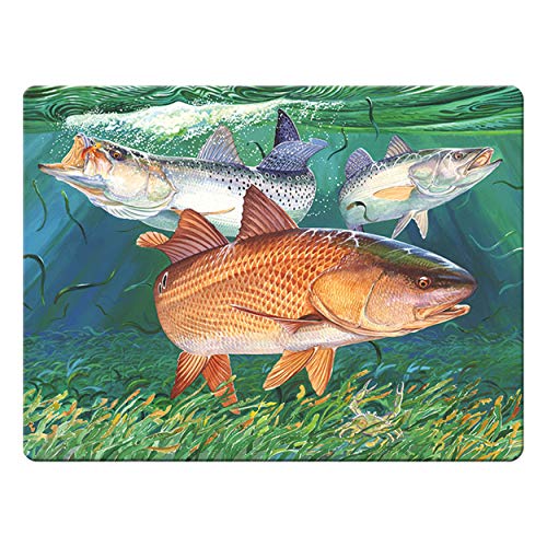 Tabla de Cortar de Vidrio Templado Rivers Edge Products, con Diseño de Redfish y Trucha Marina miniatura 1
