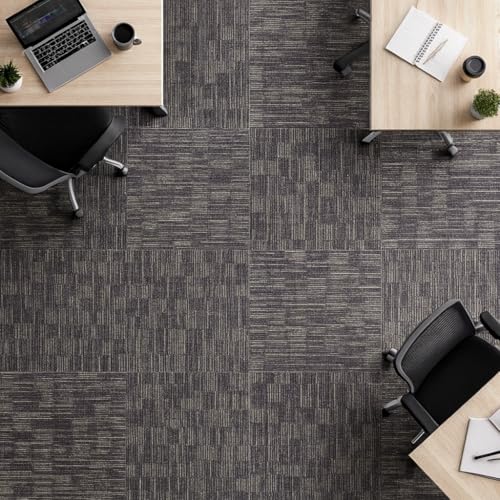 Commercial Carpet Tiles 24"x24" 18 pcs Non-Slip Brown