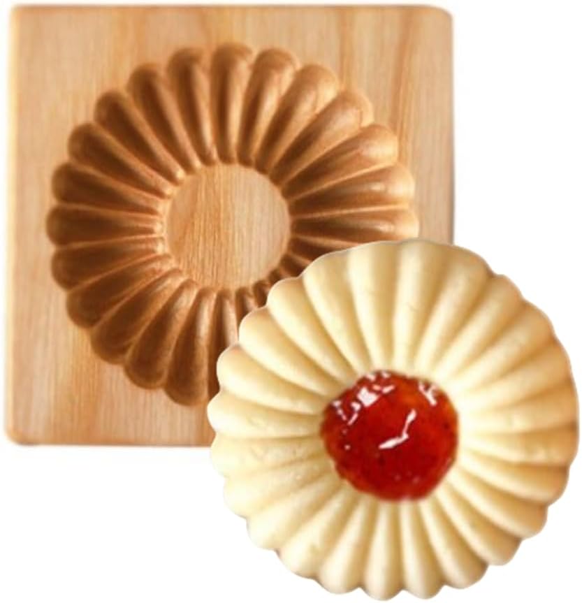 1Pack Wooden Cookie Biscuit Mold Baking Embossed Biscuit Stamp