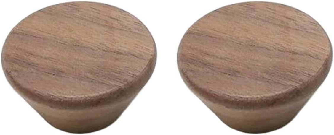2PCS Round Walnut Wood Drawer Knobs,40mm Wood Knobs with Screws - Natural Wooden Door Knob Hardware - Furniture Cabinet, Wardrobe, Cupboard & Drawer Pull Handles