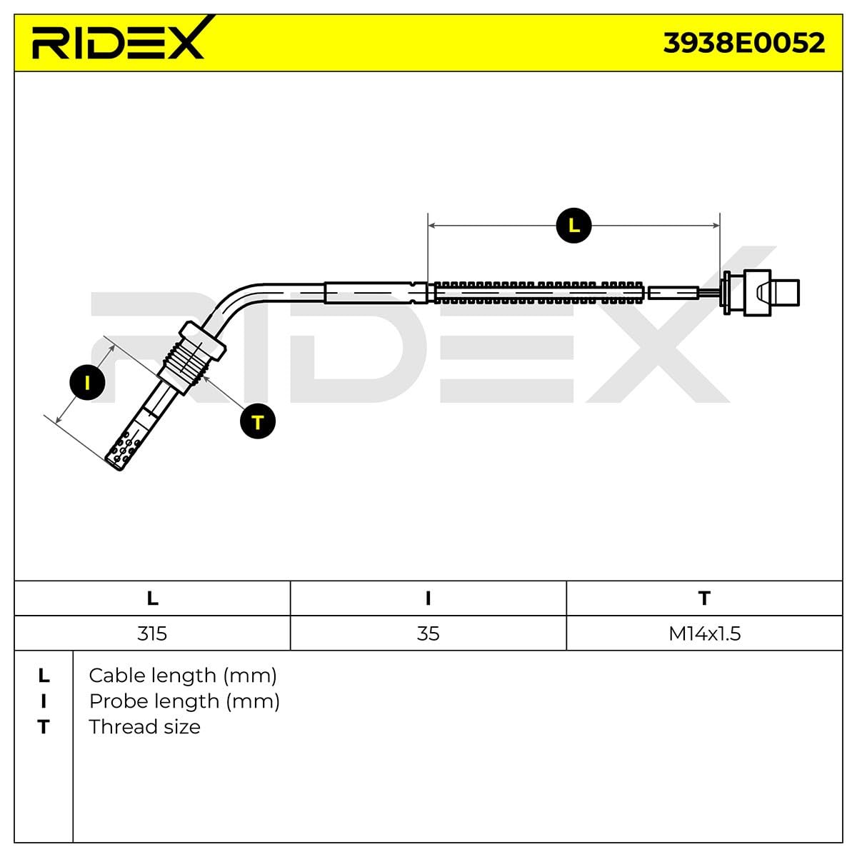 RIDEX 3938E0052 Sensor temp. gas escape Compatible con MERCEDES-BENZ Clase C T-modell S204