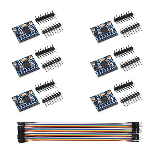 AEDIKO 6pcs MPU6050 MPU-6050 GY-521 3 Axis Accelerometer Gyroscope Module 6 DOF 6-axis Accelerometer Gyroscope Sensor Module with Cable