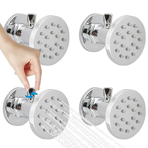 Backnets Brass Shower Body Jets with Adjustable Flow, Massage Spa Polished Chrome Round Body Spray Shower Side Wall Sprayer Head Jets, 4 pcs, Water Saving