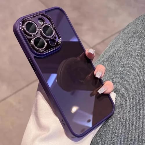 Coque iPhone 11 Pro Max violet foncé robuste avec bumper de protection lentille diamant