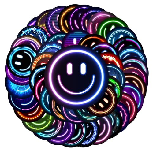 Wercokt 50PCS Smile Neon Stickers Cute Water Bottle Stickers for Kids
