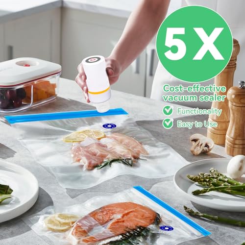 image for KOSBON 42 PCS Sous Vide Vacuum Sealer Set - 30 Reusable Bags, 5 Clips 