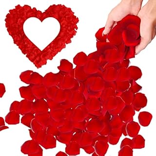 1200pcs Red Rose Petals, No-Taste Emulation Artificial Silk Rose Petals, Romantic Fake Flower Decoration for Valentine's Day, Anniversary, Confession Propose Decorations, Birthday Party