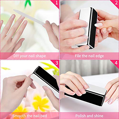 Nail Buffers Blocks,Tsmaddts Shine Nail Buffers Blocks 4-Way Nail Buffer Blocks Glass Nail File Shiny Buffer Block For Natural Nail 5Pcs Manicure Nail Care Tools #TOP4