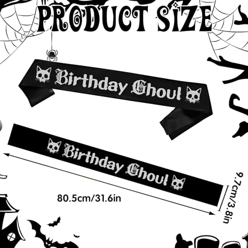 Halloween Gothic Birthday Decorations Ghoul Sash, Spooky Party Decor Accessories Party Sash Horror Themed Emo Printing Letters Props Black Supplies2