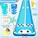 iGeeKid 33.3FT Extra Long Water Slide for Kids, Race Car Double Lane Lawn Slip WaterSlides with 2 Bodyboards, Safety Fence, Heavy-Duty Outdoor Water Slides for Adults Backyard Sprinkler Summer Toy