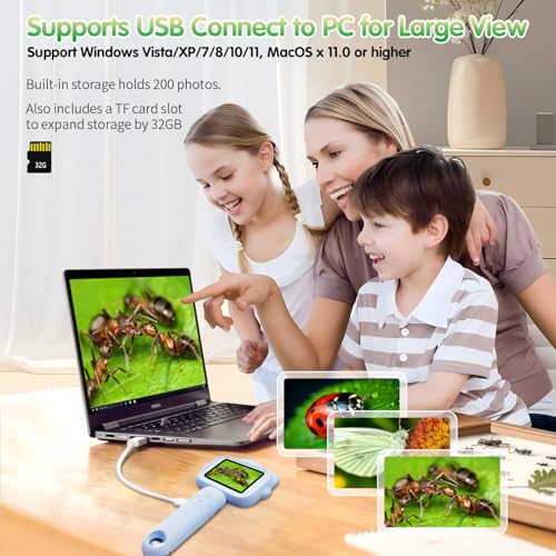 DPduct Microscope for Kids, Kids Microscope with Sample Slide, Educational Science Kit Toys for Birthday Gifts Toys for 3+ Year Old Girls, 32GB SD Card Include (Blue) - Image 6