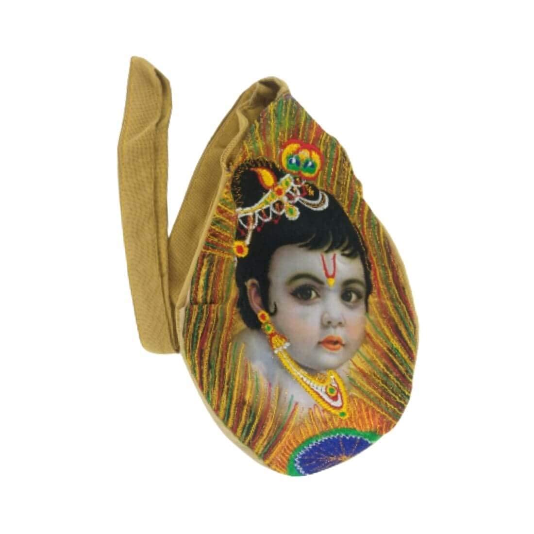 Sac Sree Krishna Japa et mala brodé de haute qualité pour rituels sacrés